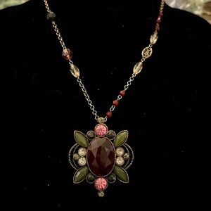 Chicos elaborate pendant with chain embellished charms beads semi precious stone